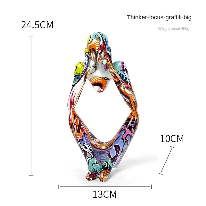 Colorful Graffiti Abstract Resin Handmade Crafts Sculpture Thinker Figurine Statue Home Decor Interior Office Desktop Ornaments acacuss
