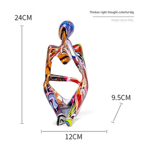 Colorful Graffiti Abstract Resin Handmade Crafts Sculpture Thinker Figurine Statue Home Decor Interior Office Desktop Ornaments acacuss