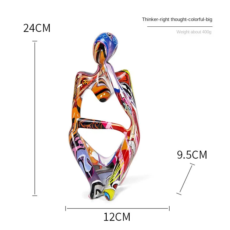 Colorful Graffiti Abstract Resin Handmade Crafts Sculpture Thinker Figurine Statue Home Decor Interior Office Desktop Ornaments acacuss