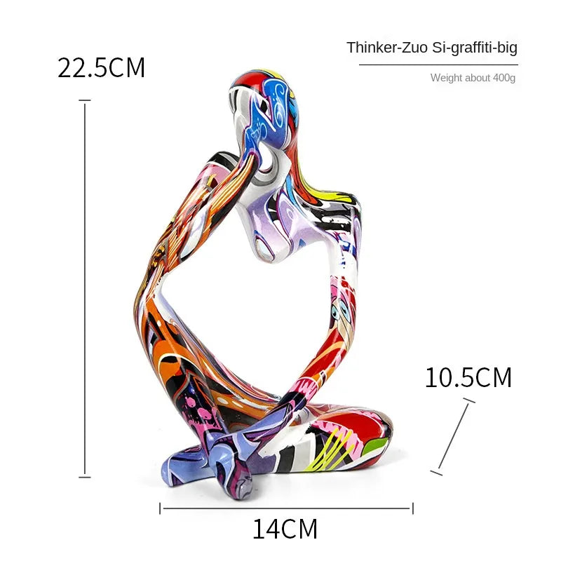 Colorful Graffiti Abstract Resin Handmade Crafts Sculpture Thinker Figurine Statue Home Decor Interior Office Desktop Ornaments acacuss