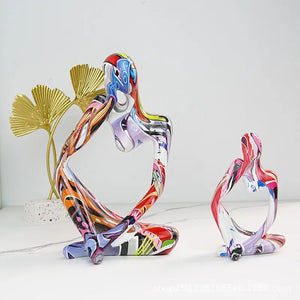 Colorful Graffiti Abstract Resin Handmade Crafts Sculpture Thinker Figurine Statue Home Decor Interior Office Desktop Ornaments acacuss