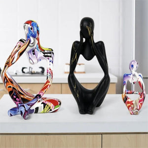 Colorful Graffiti Abstract Resin Handmade Crafts Sculpture Thinker Figurine Statue Home Decor Interior Office Desktop Ornaments acacuss