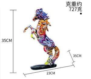 Colorful Graffiti Horse Resin Crafts Home Decoration Living Room Decoration Porch Wine Cabinet Decoration and Ornaments acacuss