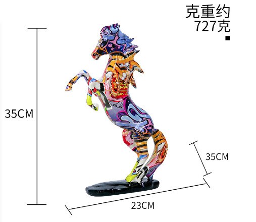 Colorful Graffiti Horse Resin Crafts Home Decoration Living Room Decoration Porch Wine Cabinet Decoration and Ornaments acacuss