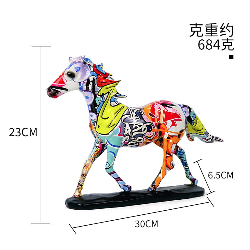 Colorful Graffiti Horse Resin Crafts Home Decoration Living Room Decoration Porch Wine Cabinet Decoration and Ornaments acacuss