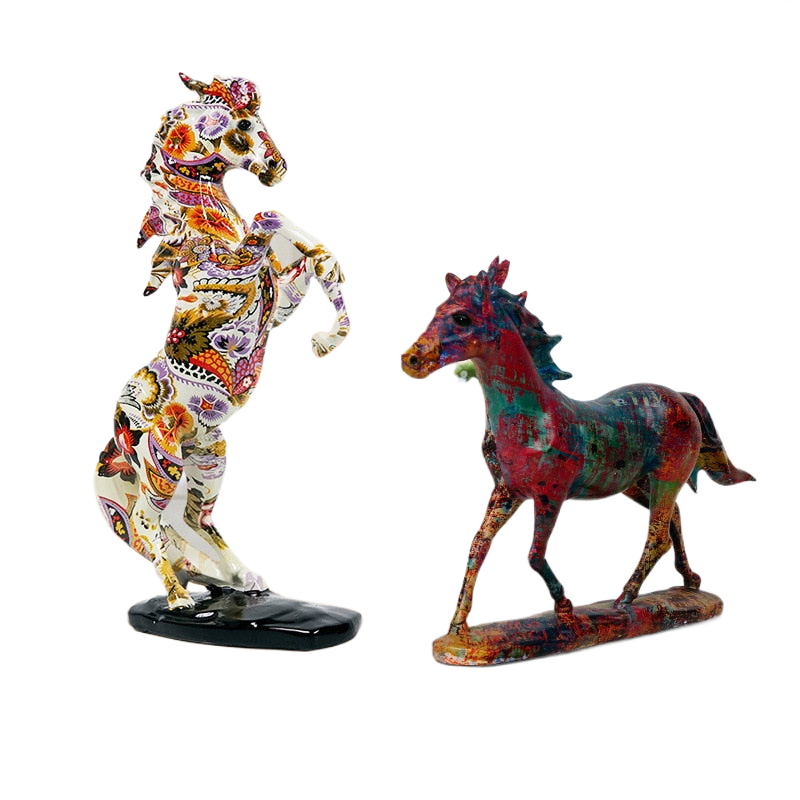 Colorful Graffiti Horse Resin Crafts Home Decoration Living Room Decoration Porch Wine Cabinet Decoration and Ornaments acacuss