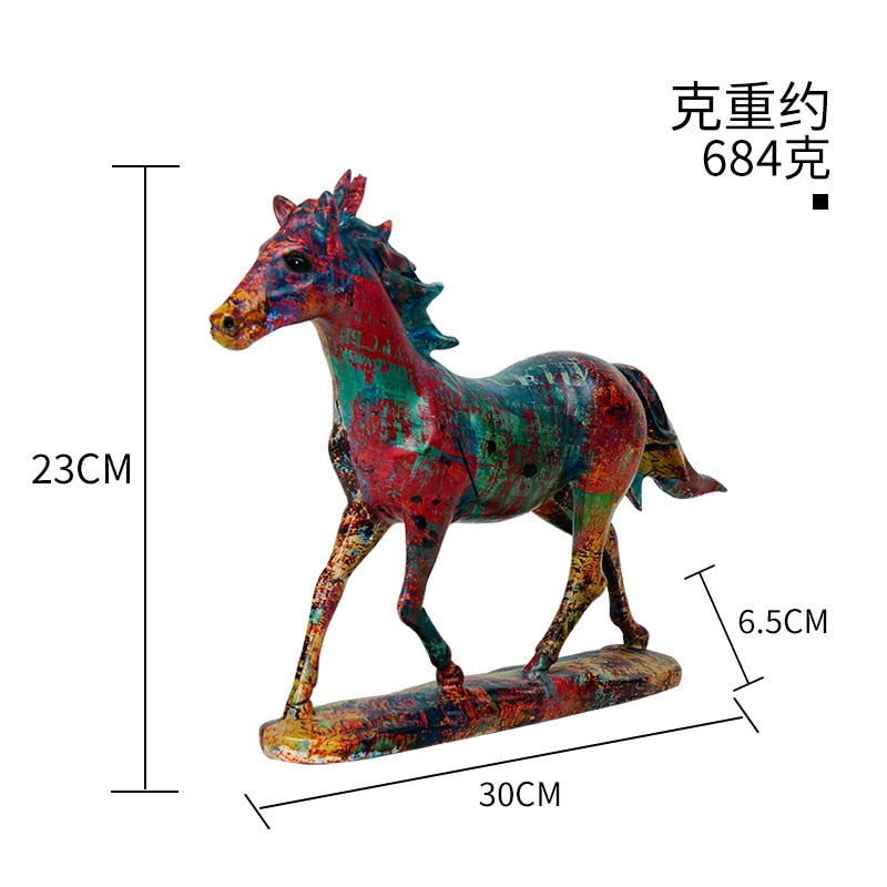 Colorful Graffiti Horse Resin Crafts Home Decoration Living Room Decoration Porch Wine Cabinet Decoration and Ornaments acacuss