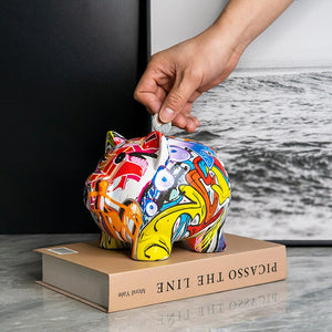 Colorful New Creative Animal Money Tank Decorative Crafts Abstract Art Home Modern Simple Resin Ornaments Desk Decoration acacuss