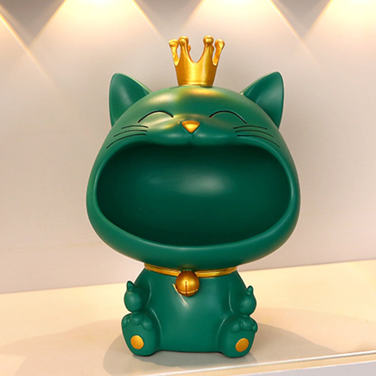 Cool Cat Statue Decor Desktop Organizer Big Mouth Cat Sculpture Storage Box Animal Resin Sculputre Figurine Home Decor Craft acacuss