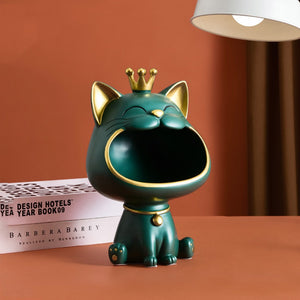 Cool Cat Statue Decor Desktop Organizer Big Mouth Cat Sculpture Storage Box Animal Resin Sculputre Figurine Home Decor Craft acacuss