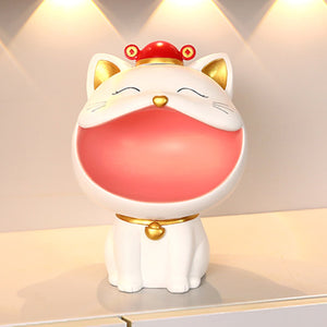 Cool Cat Statue Decor Desktop Organizer Big Mouth Cat Sculpture Storage Box Animal Resin Sculputre Figurine Home Decor Craft acacuss