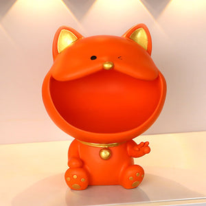 Cool Cat Statue Decor Desktop Organizer Big Mouth Cat Sculpture Storage Box Animal Resin Sculputre Figurine Home Decor Craft acacuss