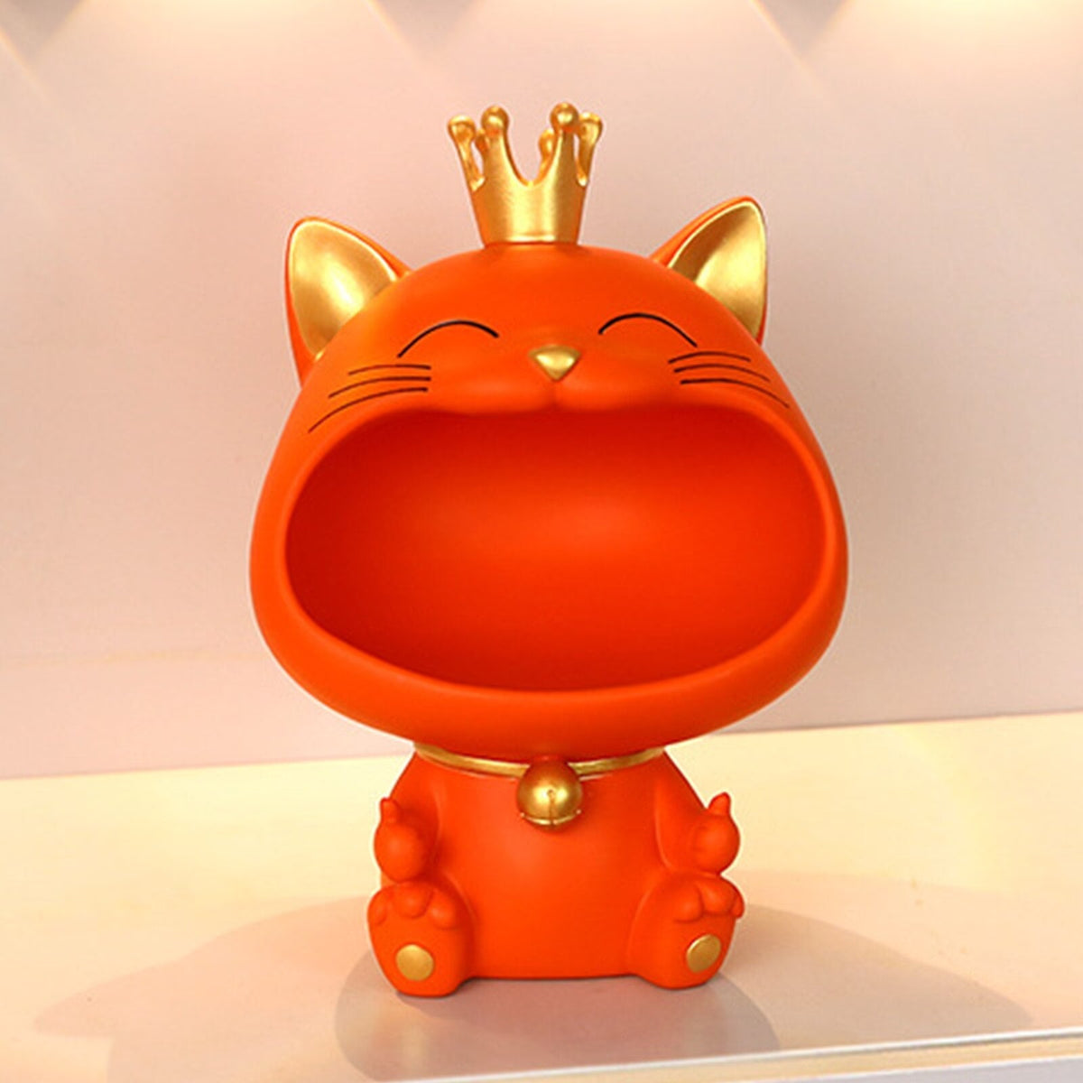 Cool Cat Statue Decor Desktop Organizer Big Mouth Cat Sculpture Storage Box Animal Resin Sculputre Figurine Home Decor Craft acacuss