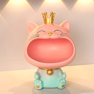 Cool Cat Statue Decor Desktop Organizer Big Mouth Cat Sculpture Storage Box Animal Resin Sculputre Figurine Home Decor Craft acacuss