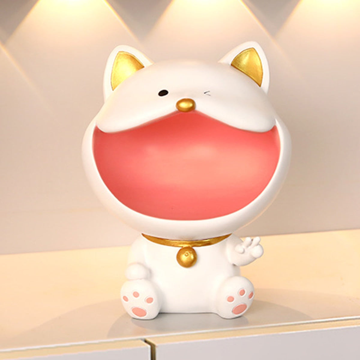 Cool Cat Statue Decor Desktop Organizer Big Mouth Cat Sculpture Storage Box Animal Resin Sculputre Figurine Home Decor Craft acacuss
