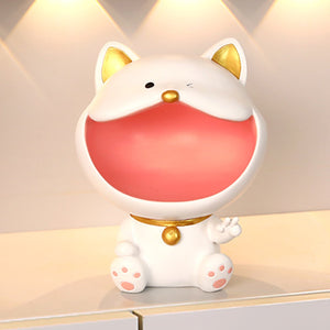 Cool Cat Statue Decor Desktop Organizer Big Mouth Cat Sculpture Storage Box Animal Resin Sculputre Figurine Home Decor Craft acacuss