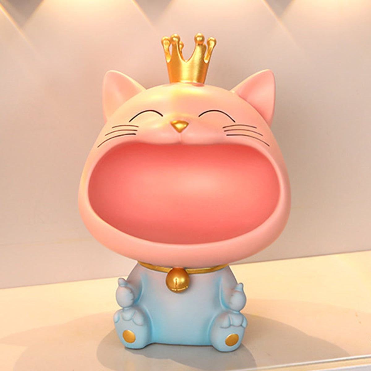 Cool Cat Statue Decor Desktop Organizer Big Mouth Cat Sculpture Storage Box Animal Resin Sculputre Figurine Home Decor Craft acacuss