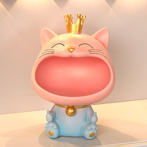 Cool Cat Statue Decor Desktop Organizer Big Mouth Cat Sculpture Storage Box Animal Resin Sculputre Figurine Home Decor Craft acacuss