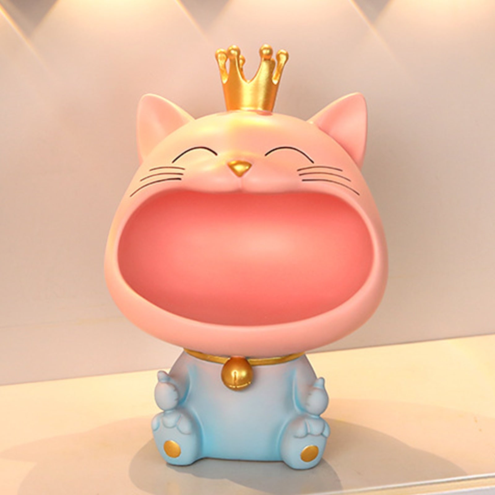 Cool Cat Statue Decor Desktop Organizer Big Mouth Cat Sculpture Storage Box Animal Resin Sculputre Figurine Home Decor Craft acacuss