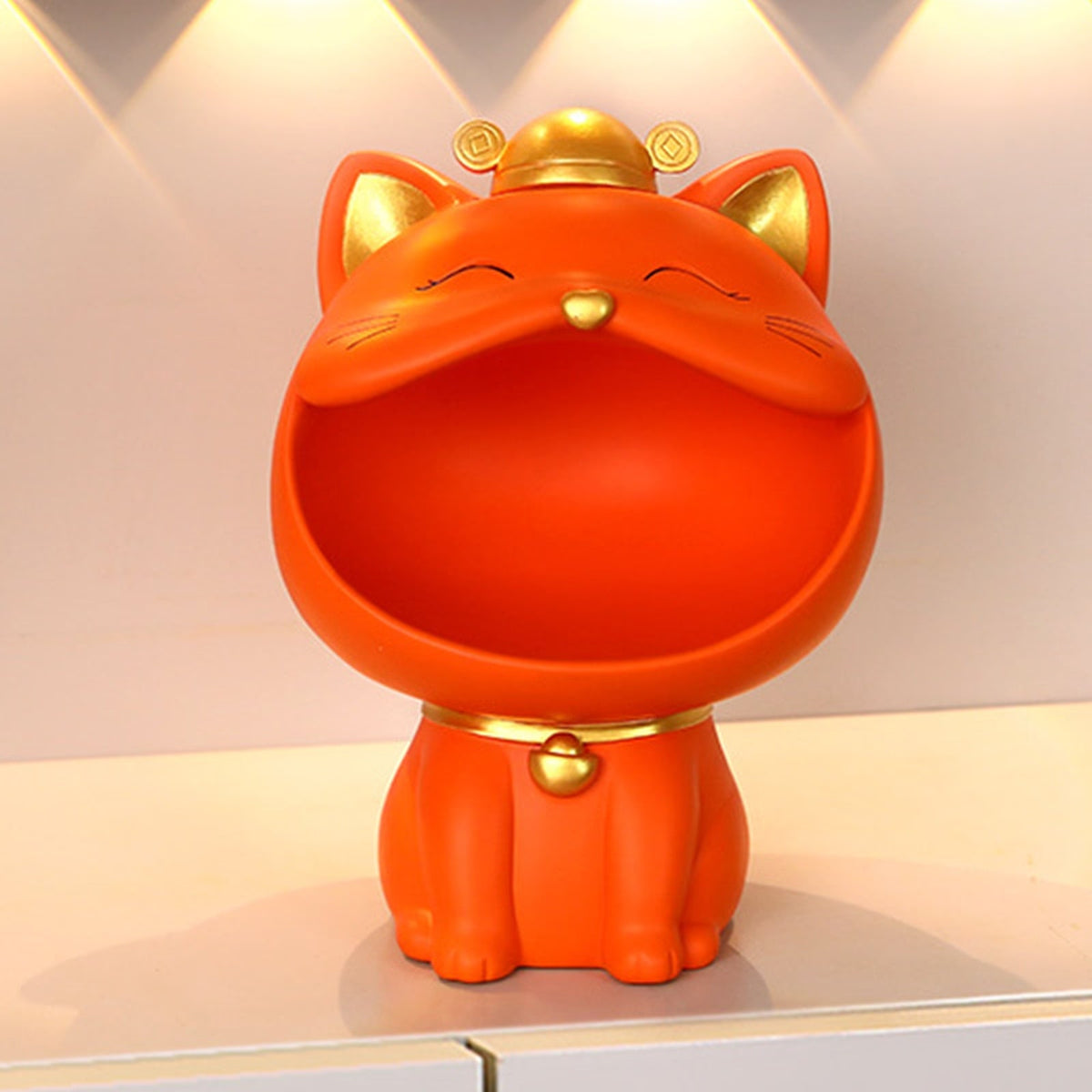 Cool Cat Statue Decor Desktop Organizer Big Mouth Cat Sculpture Storage Box Animal Resin Sculputre Figurine Home Decor Craft acacuss