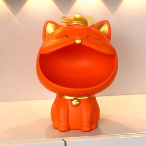 Cool Cat Statue Decor Desktop Organizer Big Mouth Cat Sculpture Storage Box Animal Resin Sculputre Figurine Home Decor Craft acacuss