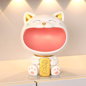Cool Cat Statue Decor Desktop Organizer Big Mouth Cat Sculpture Storage Box Animal Resin Sculputre Figurine Home Decor Craft acacuss