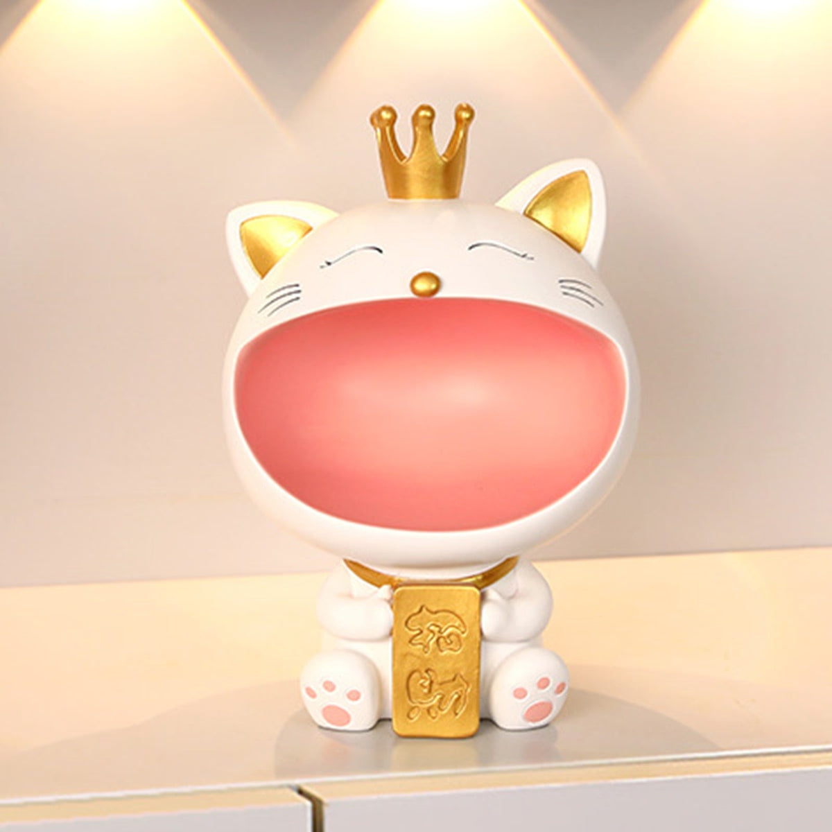Cool Cat Statue Decor Desktop Organizer Big Mouth Cat Sculpture Storage Box Animal Resin Sculputre Figurine Home Decor Craft acacuss