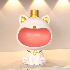 Cool Cat Statue Decor Desktop Organizer Big Mouth Cat Sculpture Storage Box Animal Resin Sculputre Figurine Home Decor Craft acacuss