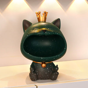 Cool Cat Statue Decor Desktop Organizer Big Mouth Cat Sculpture Storage Box Animal Resin Sculputre Figurine Home Decor Craft acacuss