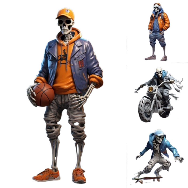 Cool Skeleton Figures Skull Resin Crafts Skateboarding Skull Skeleton On A Motorbike Halloween Decorations Desk Decoration Gifts acacuss