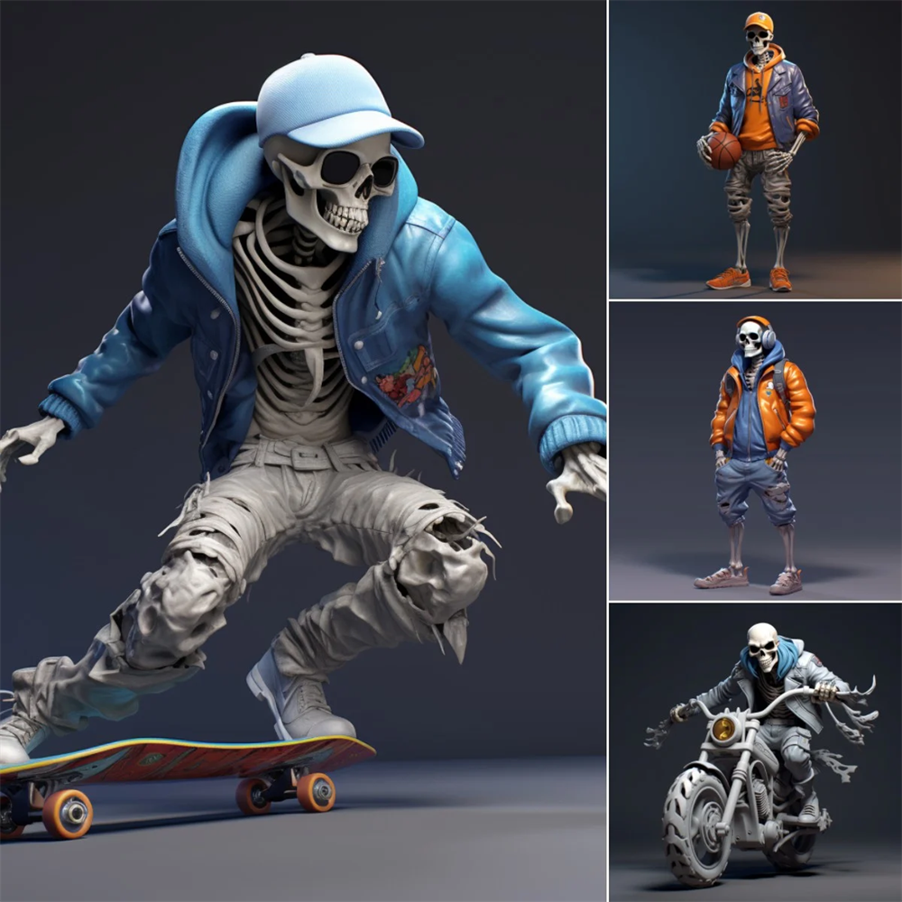 Cool Skeleton Figures Sports Series Skull Resin Crafts Halloween Decoration acacuss