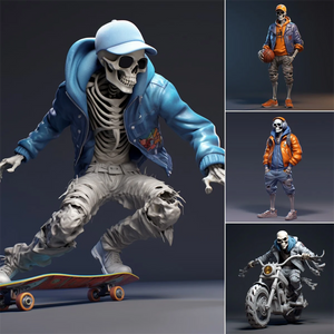 Cool Skeleton Figures Sports Series Skull Resin Crafts Halloween Decoration acacuss