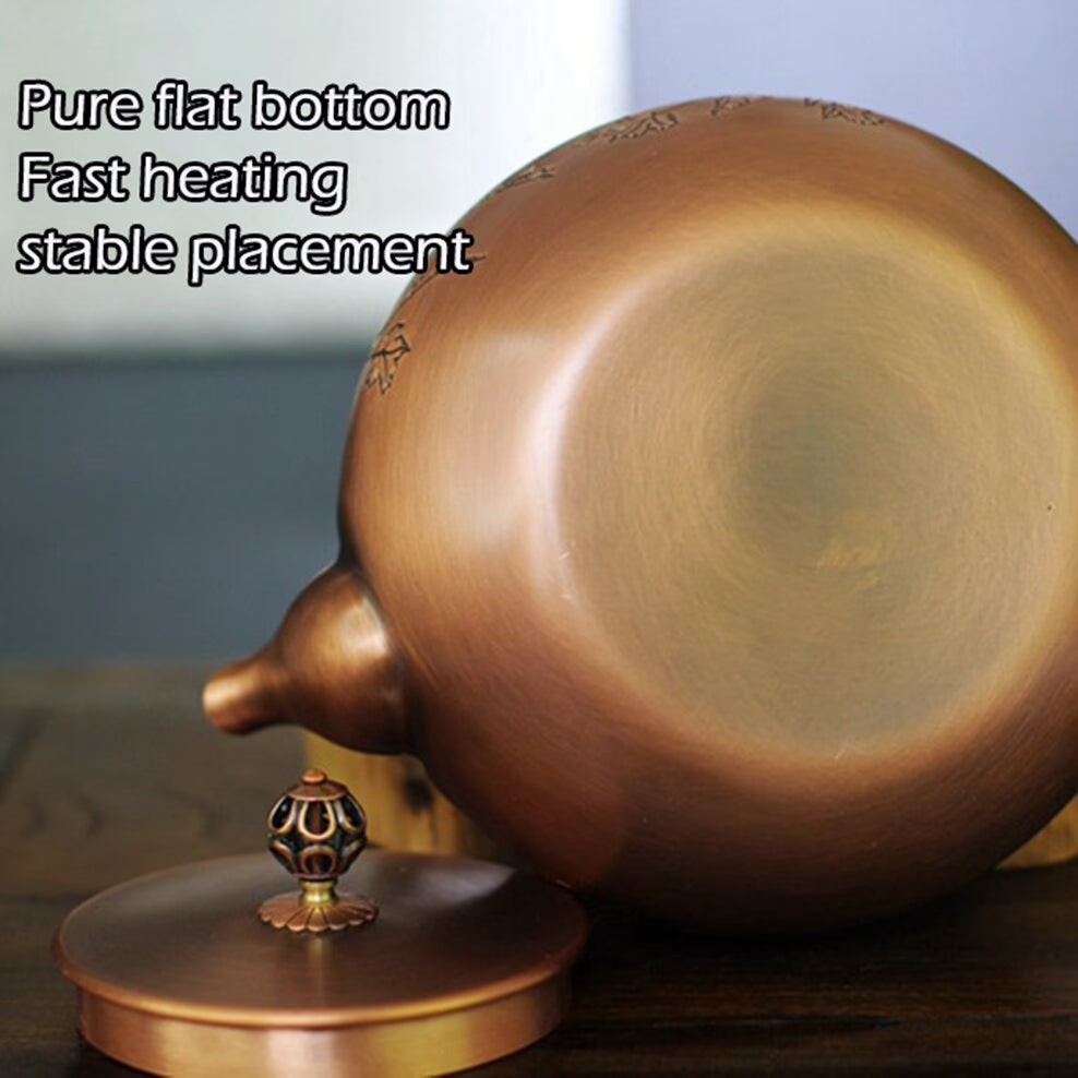Copper Tea Kettle Large Pumpkin Pot Large-Capacity Pure Copper Boiling Kettle Tea Infuser Handmade Teapot Healthy Tea Set 1.8L acacuss