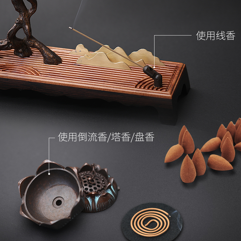 Copper & Wood Incense Burner acacuss