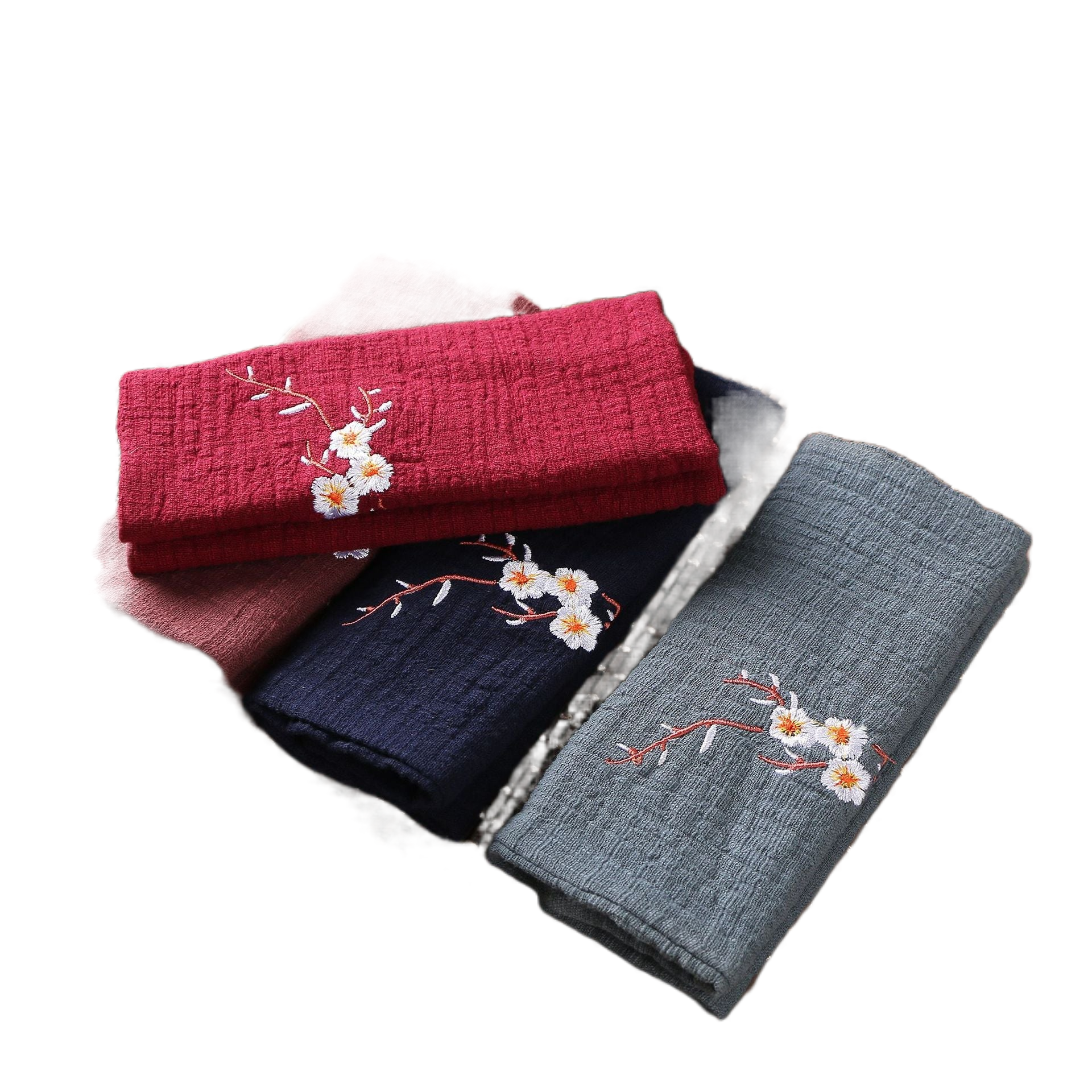 Cotton Linen Chinese Style Zen Tea Towel Absorbent Thickened Rag Flower Embroidery Tea Towel Tea Coaster Accessories acacuss