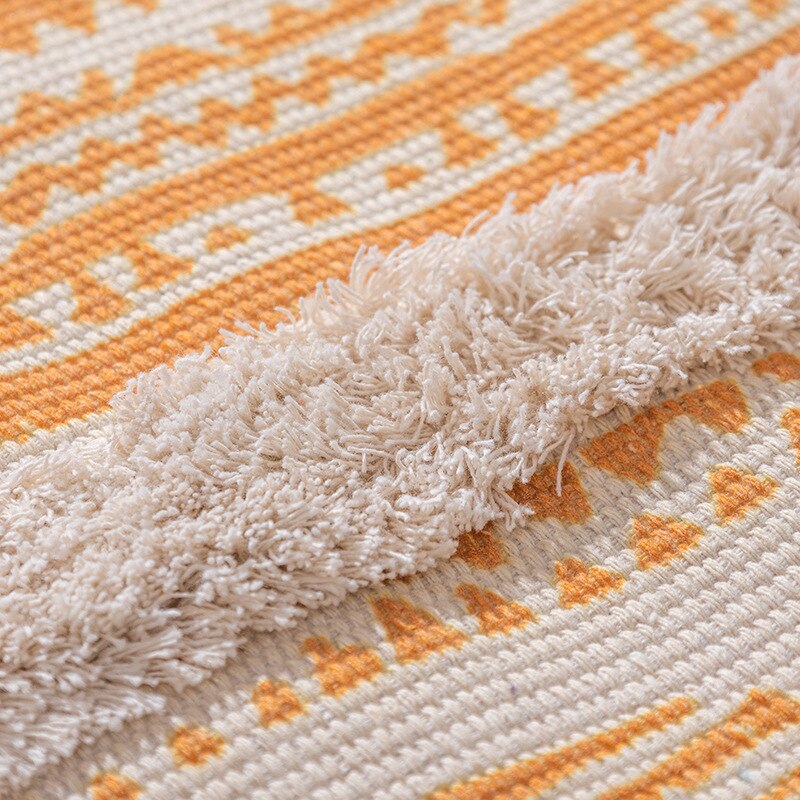 Cotton Linen Woven Vintage Tassels Rug Boho Room Decors Aesthetic Bedrooom Bedside Carpets Living Room Simple Homestay Floor Mat acacuss