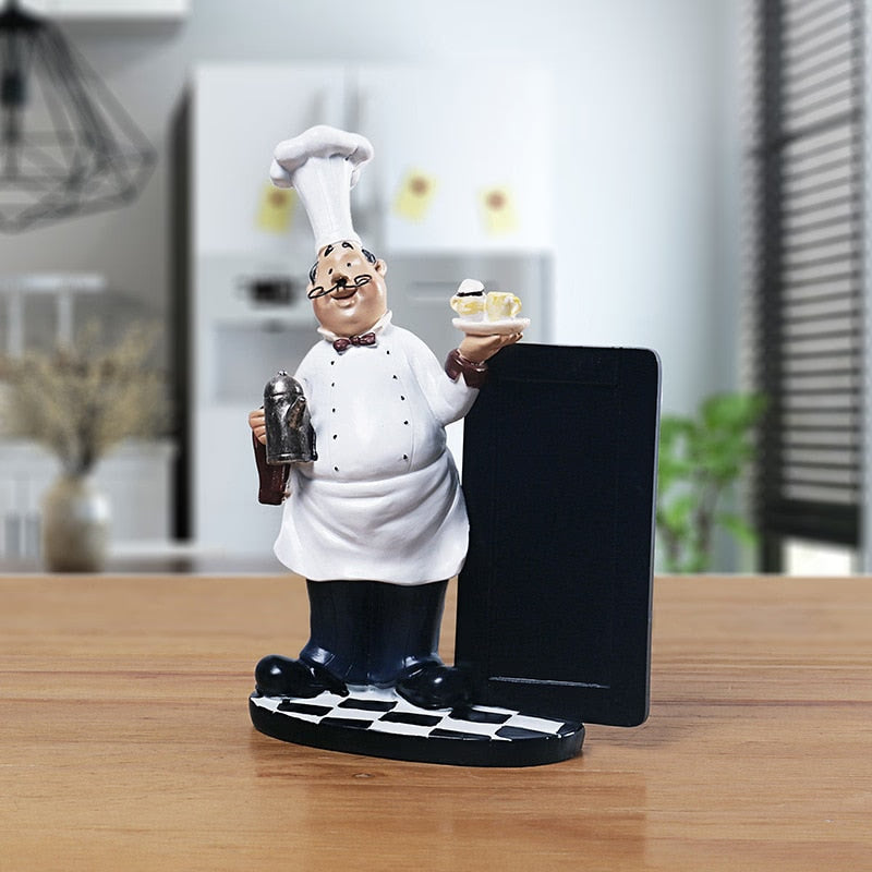 Country Retro Chef Statue Figurines Sculpture Kitchen Home Dinner Resin Cook Shape For Interior Room Ornaments Message board acacuss