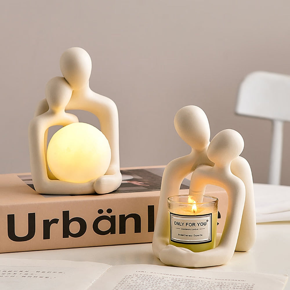 Couple Statue Nordic Home Decor Small Ceramic Sculpture Living Room Bedroom Ornaments Modern Art Figurines Table Top Decoration acacuss