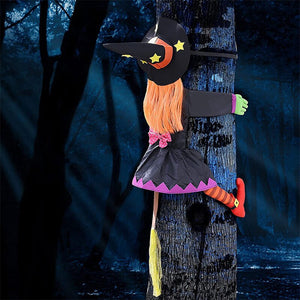 Crashing Witch into Tree Halloween Decoration,Crashed Witch Props Hanging Halloween Witch Decorations for Door Porch Pole Garde acacuss