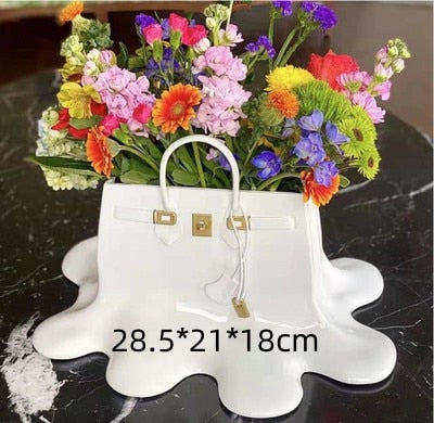 Creatitive Resin Flowers Bag Vase Home Decor Study Office Dining Table Vase Bag for Living Room Decor Bag Vase Luxury Sculpture acacuss
