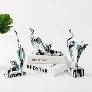 Creative 3 Lovely Cats Sculptures Kitten Statue Muti Color Figurines Animal Home Decor Decorations For Room Shelf Bookcase Gifts acacuss