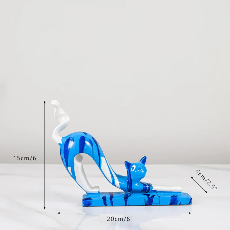 Creative 3 Lovely Cats Sculptures Kitten Statue Muti Color Figurines Animal Home Decor Decorations For Room Shelf Bookcase Gifts acacuss