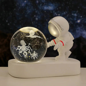 Creative 3D Astronaut Crystal Ball Led Night Light for Children Bedroom Planet Space Solar System Lamp USB Christmas Kid Gift acacuss