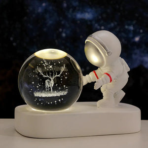 Creative 3D Astronaut Crystal Ball Led Night Light for Children Bedroom Planet Space Solar System Lamp USB Christmas Kid Gift acacuss