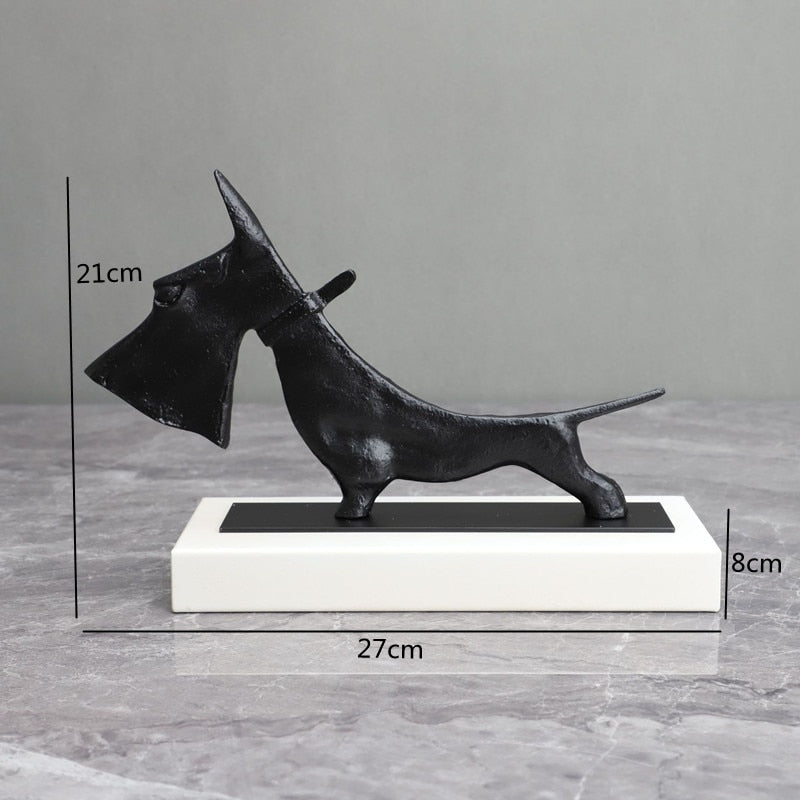 Creative Abstract Cast Iron Black Knife Dog Study Desktop Ornament Living Room Decoration Simulation Animal Home Decoration Gift acacuss