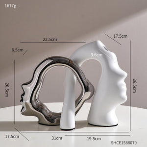 Creative Abstract Face Sculpture Vase Aesthetic Home Living Room Decor Resin Art Sculpture Crafts Room Decor Vases Modern Gifts acacuss