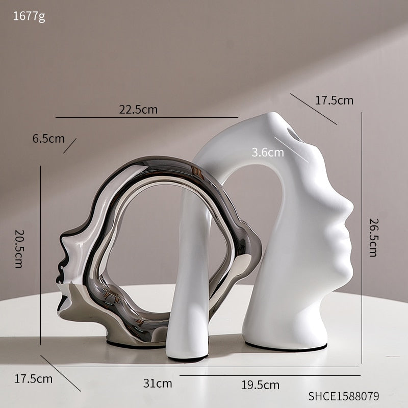 Creative Abstract Face Sculpture Vase Aesthetic Home Living Room Decor Resin Art Sculpture Crafts Room Decor Vases Modern Gifts acacuss