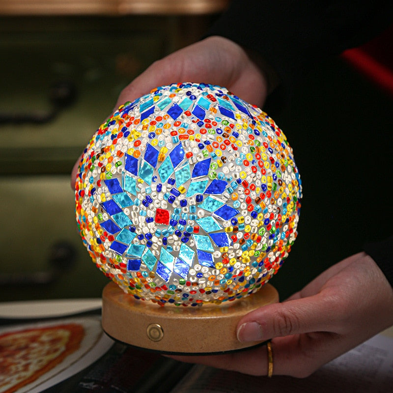 Creative Artistic Bohemia Light Funny Shocking Manual Mosaic Decoration Lamp USB Atmosphere Light Electronic Candle For Room acacuss