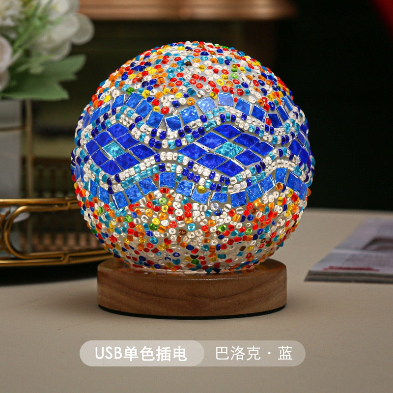 Creative Artistic Bohemia Light Funny Shocking Manual Mosaic Decoration Lamp USB Atmosphere Light Electronic Candle For Room acacuss