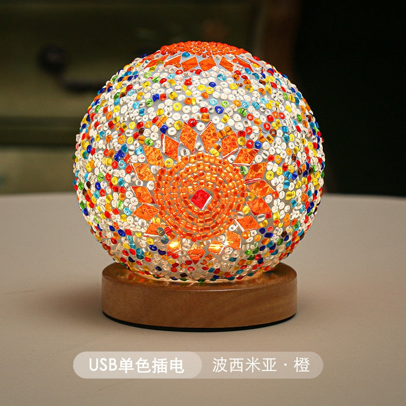 Creative Artistic Bohemia Light Funny Shocking Manual Mosaic Decoration Lamp USB Atmosphere Light Electronic Candle For Room acacuss